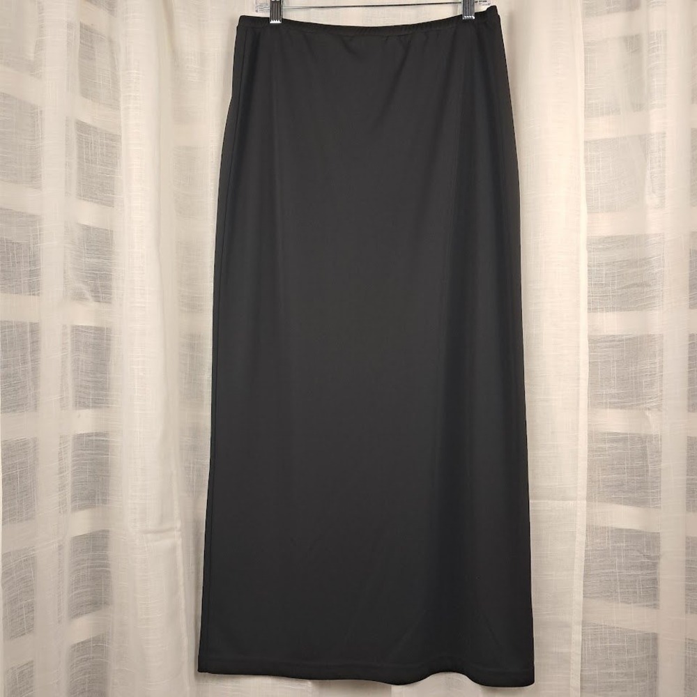 Vintage 90s Lord & Taylor Lg Black Long Half Slip Maxi Column Skirt Minimalist